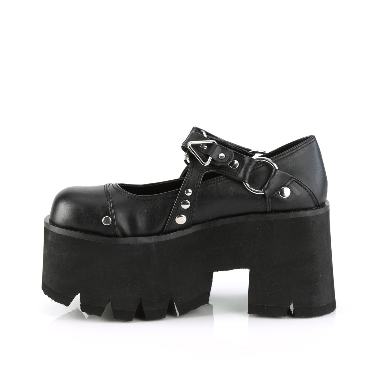 ASHES-33 Demonia Black Vegan Leather Women's Heels & Platform Shoes [Demonia Cult Alternative Footwear]