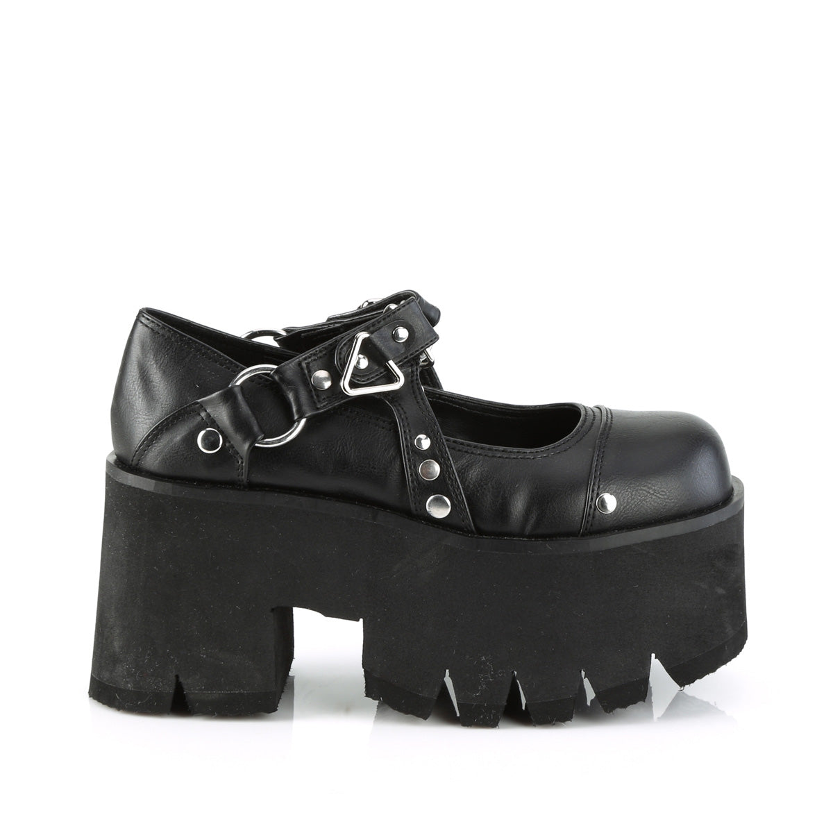 ASHES-33 Demonia Black Vegan Leather Women's Heels & Platform Shoes [Demonia Cult Alternative Footwear]