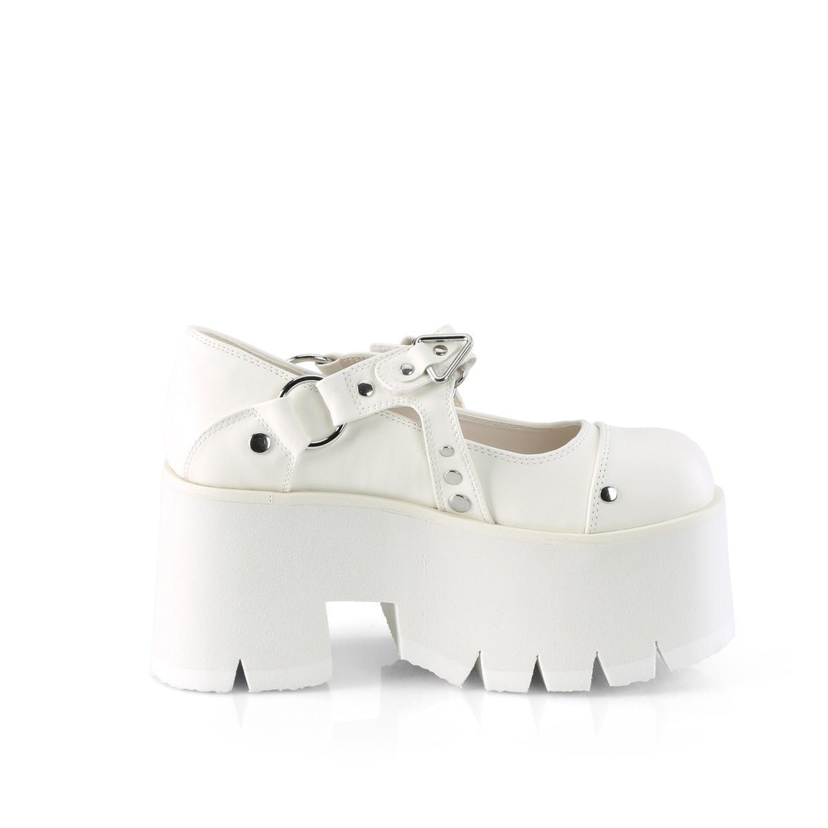 ASHES-33 Demonia White Vegan Leather Women's Heels & Platform Shoes [Alternative Footwear]