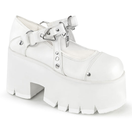 ASHES-33 Alternative Footwear Demonia Women's Heels & Platform Shoes Wht Vegan Leather