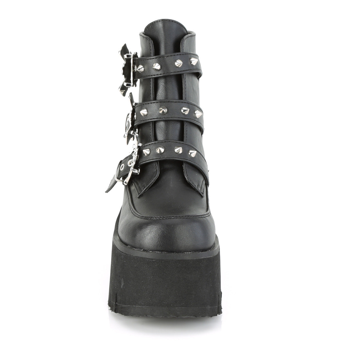 ASHES-55 Demonia Black Vegan Leather Women's Ankle Boots [Demonia Cult Alternative Footwear]