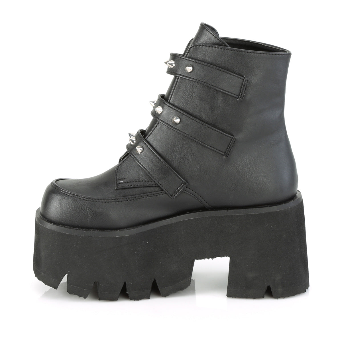 ASHES-55 Demonia Black Vegan Leather Women's Ankle Boots [Demonia Cult Alternative Footwear]