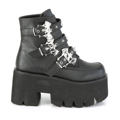 ashes 52 demonia footwear blk vegan leather Alternative Chunky Boots