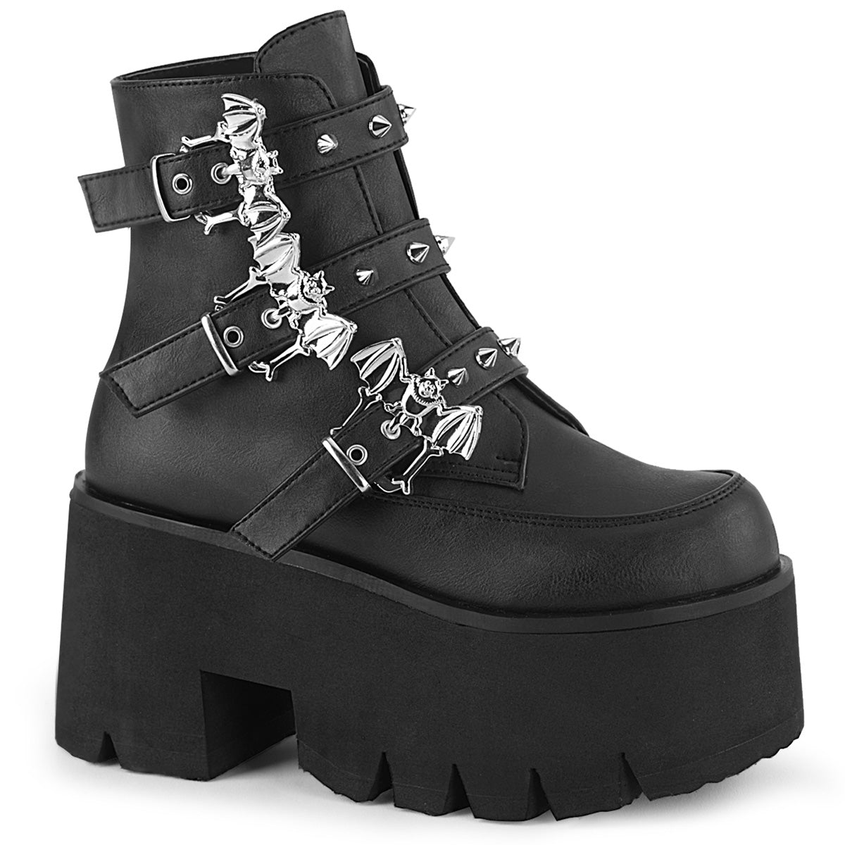 ASHES-55 Alternative Footwear Demonia Women's Ankle Boots Blk Vegan Leather