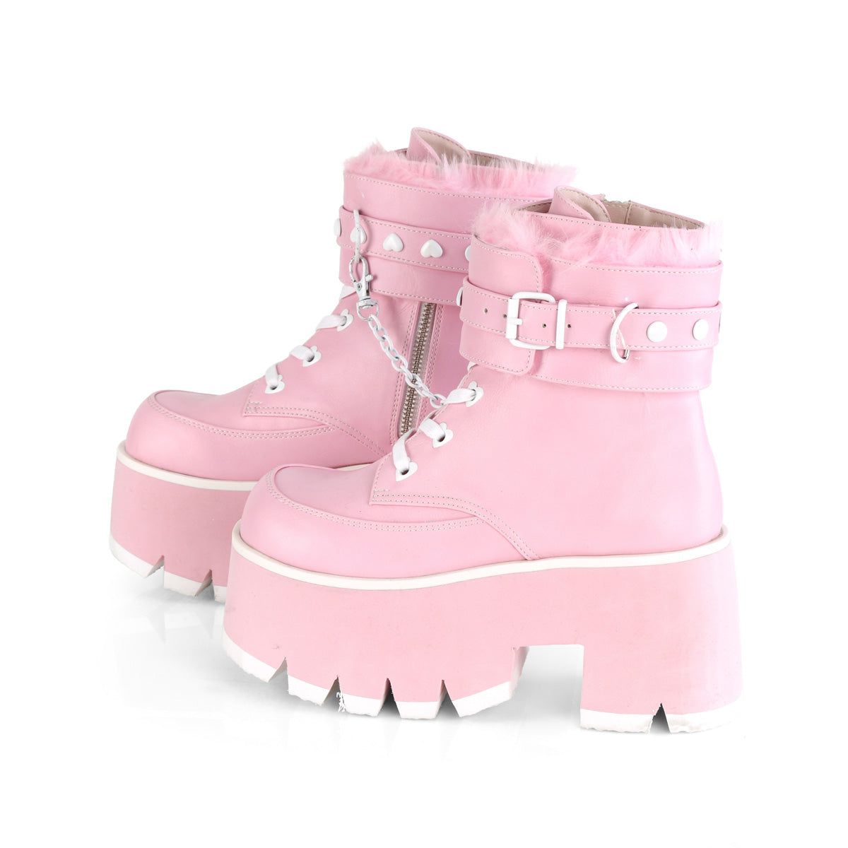 ASHES-57 Demonia B Pink Vegan Leather Women's Ankle Boots [Demonia Cult Alternative Footwear]