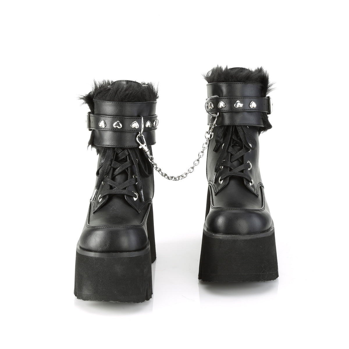 ASHES-57 Demonia Black Vegan Leather Women's Ankle Boots [Demonia Cult Alternative Footwear]