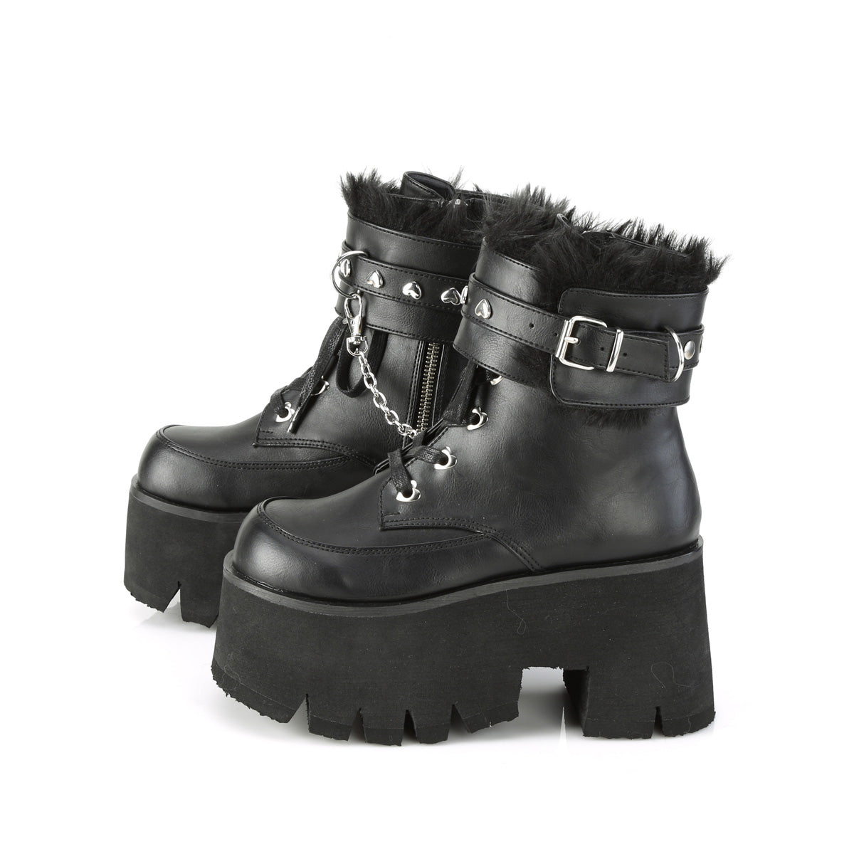 ASHES-57 Demonia Black Vegan Leather Women's Ankle Boots [Demonia Cult Alternative Footwear]