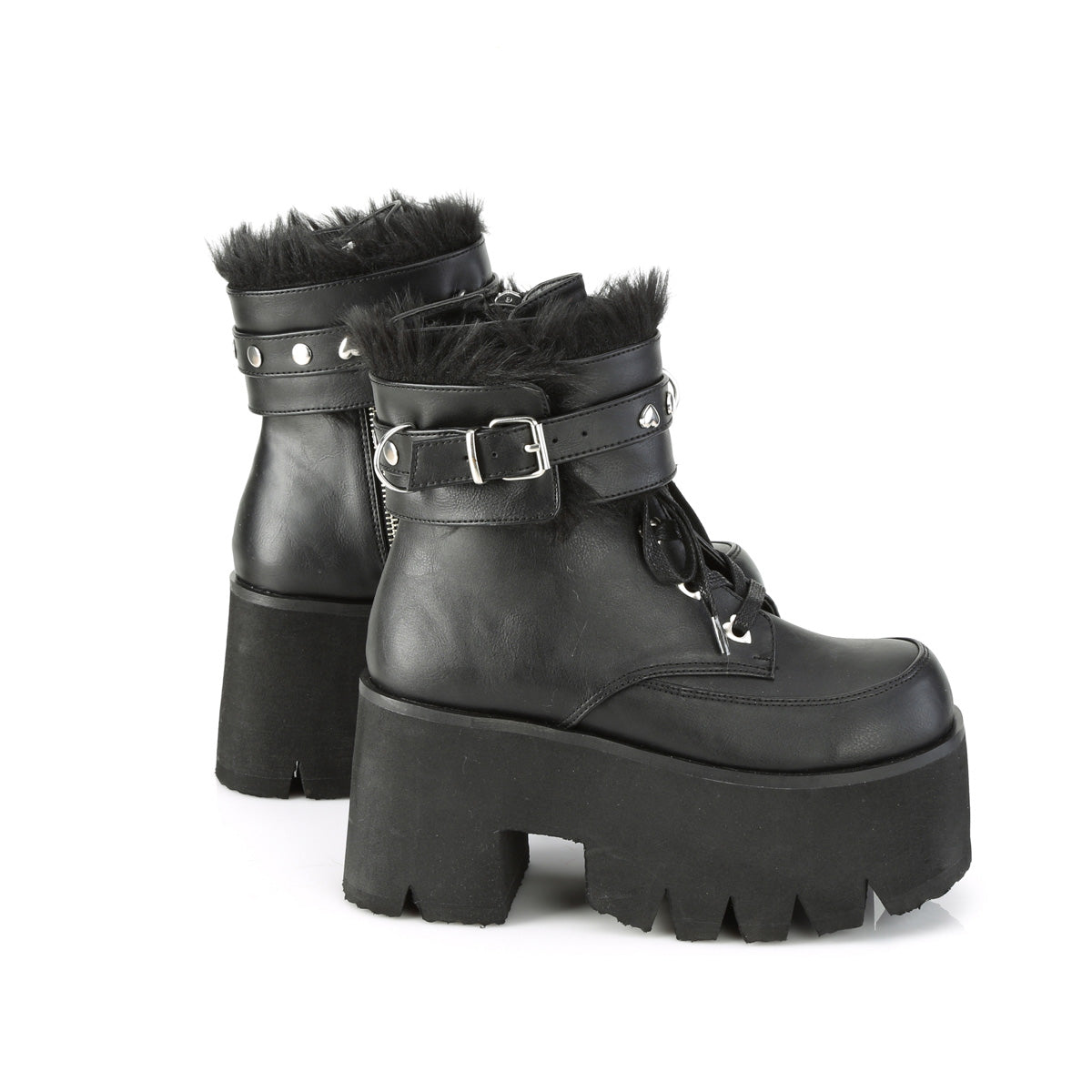 ASHES-57 Demonia Black Vegan Leather Women's Ankle Boots [Demonia Cult Alternative Footwear]