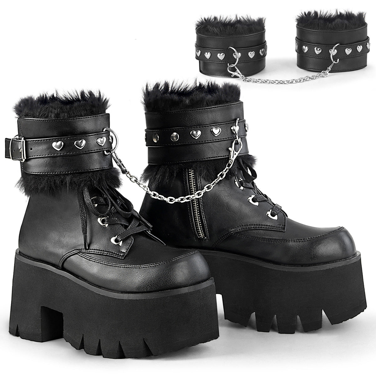 ASHES-57 Alternative Footwear Demonia Women's Ankle Boots Blk Vegan Leather