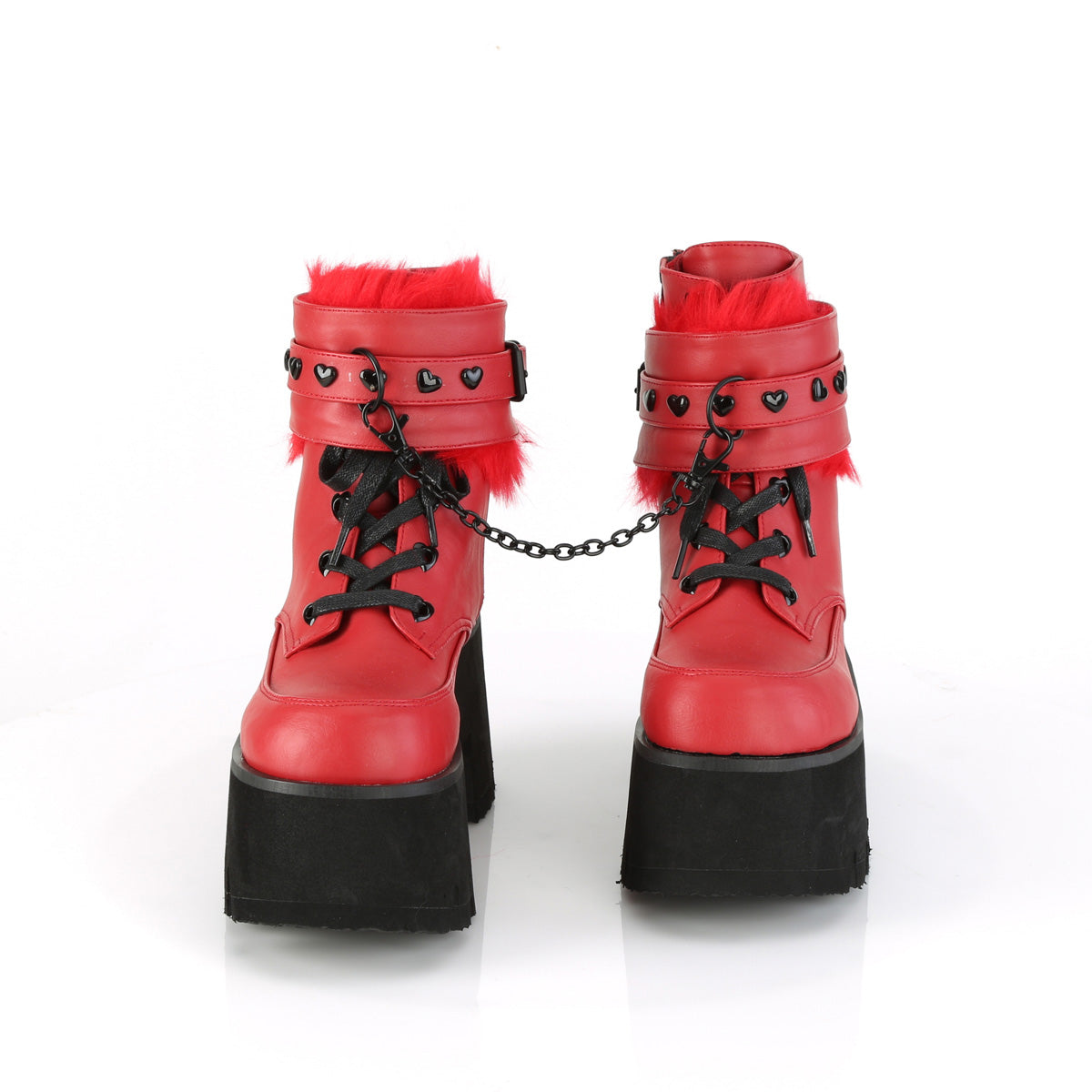 ASHES-57 Demonia Red Vegan Leather Women's Ankle Boots [Alternative Footwear]