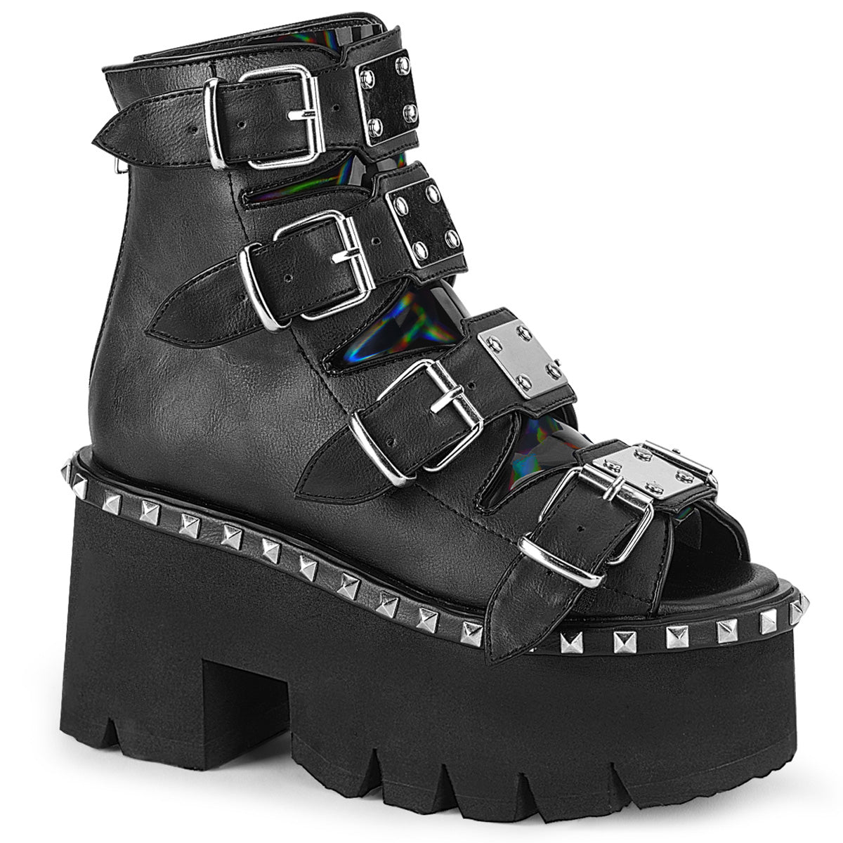 ASHES-70 Alternative Footwear Demonia Women's Sandals Blk V. Le & Hologram