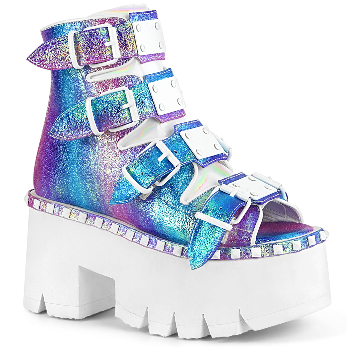 ASHES-70 Alternative Footwear Demonia Women's Sandals Purple Multi Iridescent V. Le