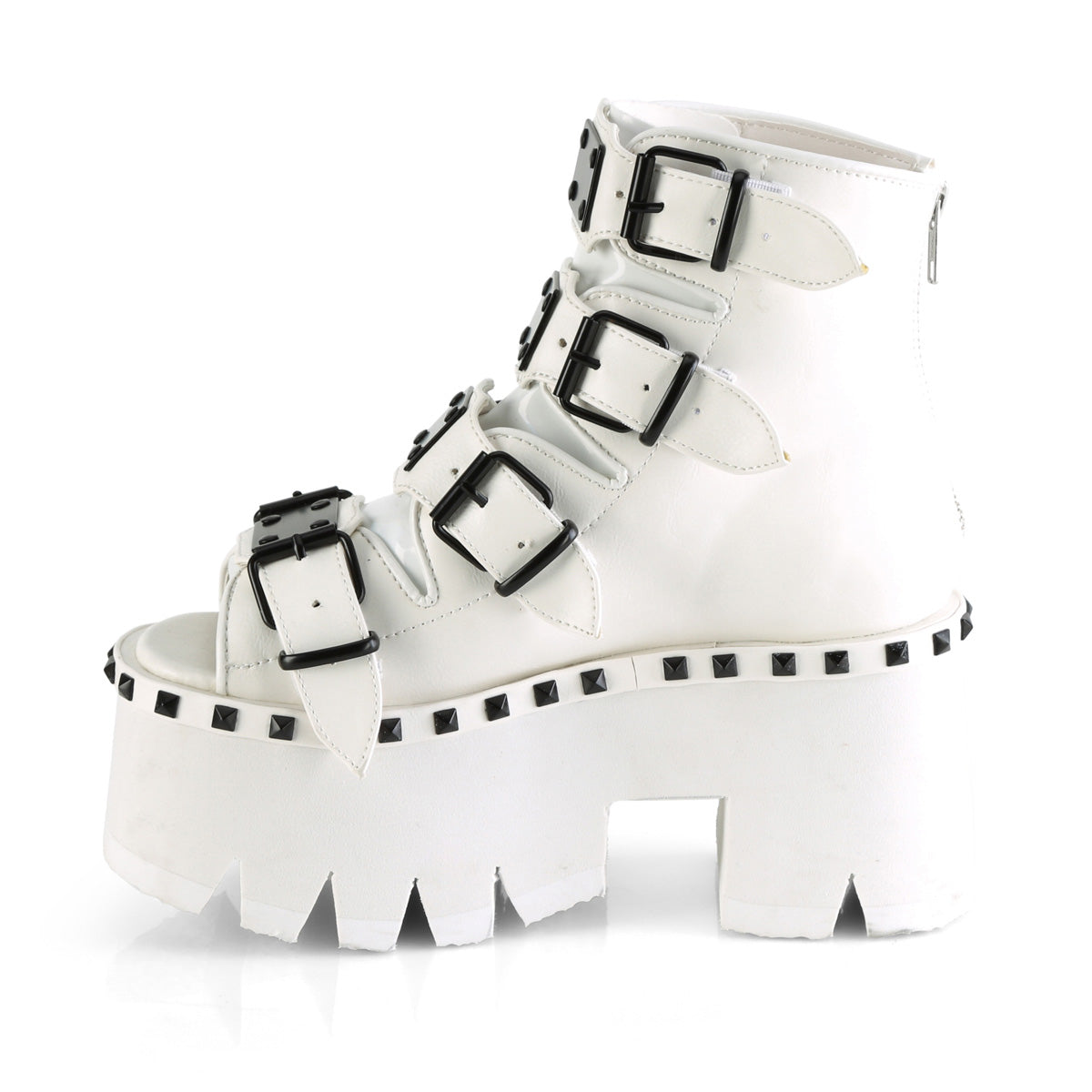 ASHES-70 Demonia White Vegan Leather Women's Ankle Boots [Demonia Cult Alternative Footwear]