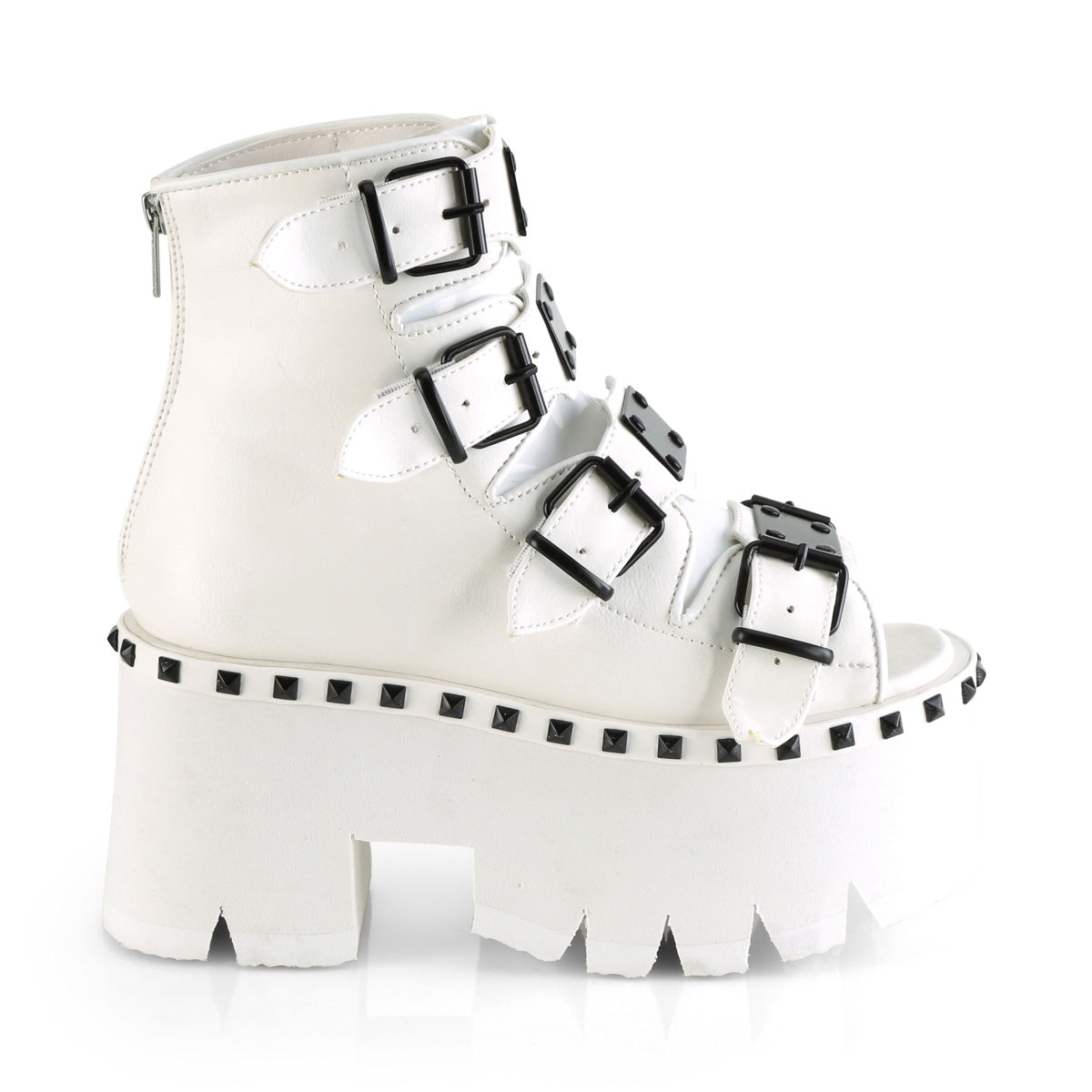ASHES-70 Demonia White Vegan Leather Women's Ankle Boots [Demonia Cult Alternative Footwear]