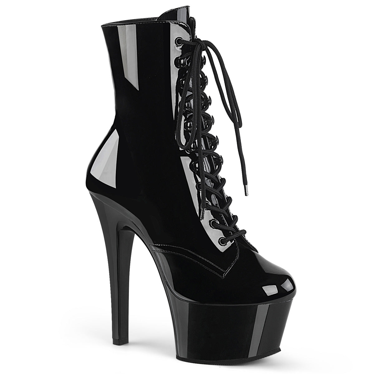 ASPIRE-1020 Strippers Heels Pleaser Platforms (Exotic Dancing) Blk Pat/Blk