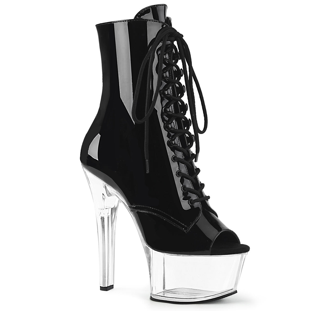 ASPIRE-1021 Strippers Heels Pleaser Platforms (Exotic Dancing) Blk Pat/Clr