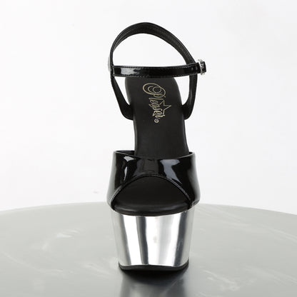 ASPIRE-609 Pleaser Black/Silver Sexy Platform Shoes (Pole Dancing Heels)