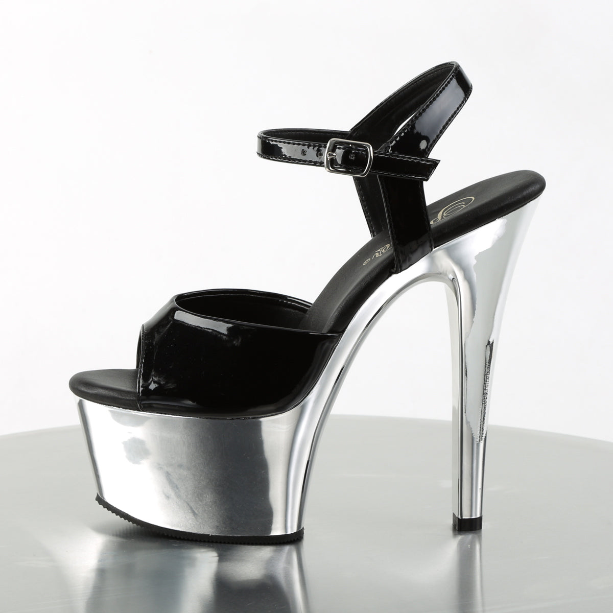 ASPIRE-609 Pleaser Black Patent/Silver Chrome Platform Shoes [Exotic Dance Shoes]