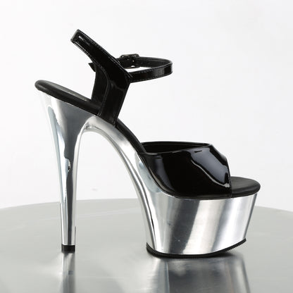 ASPIRE-609 Pleaser Black/Silver Sexy Platform Shoes (Pole Dancing Heels)