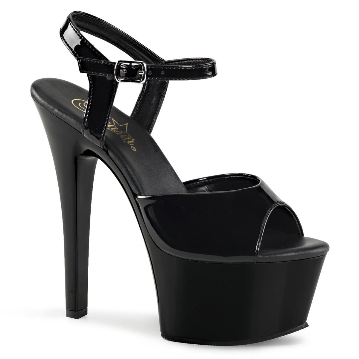 ASPIRE-609 Strippers Heels Pleaser Platforms (Exotic Dancing) Blk Pat/Blk