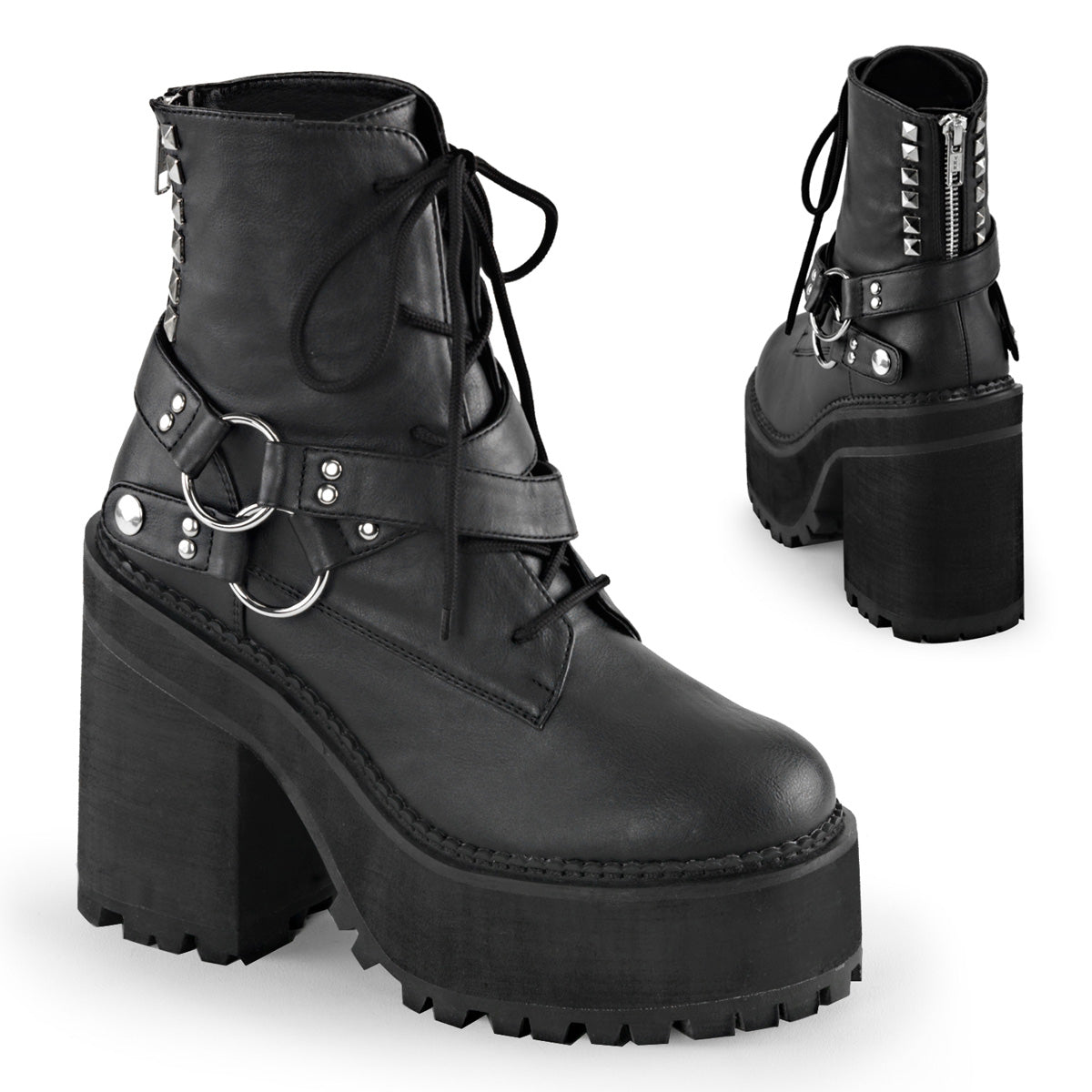 ASSAULT-101 Alternative Footwear Demonia Women's Ankle Boots Blk Vegan Leather