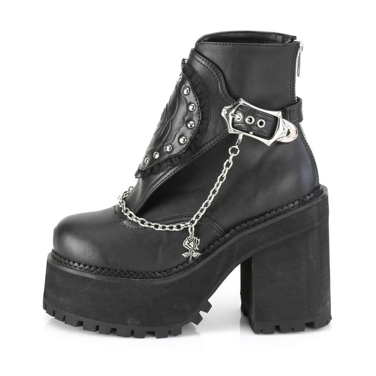 ASSAULT-55 Alternative Footwear Demoniacult Women's Ankle Boots Black Vegan Leather