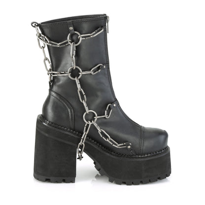 assault 55 Alternative Chunky Boots demonia womens ankle boots blk vegan leather