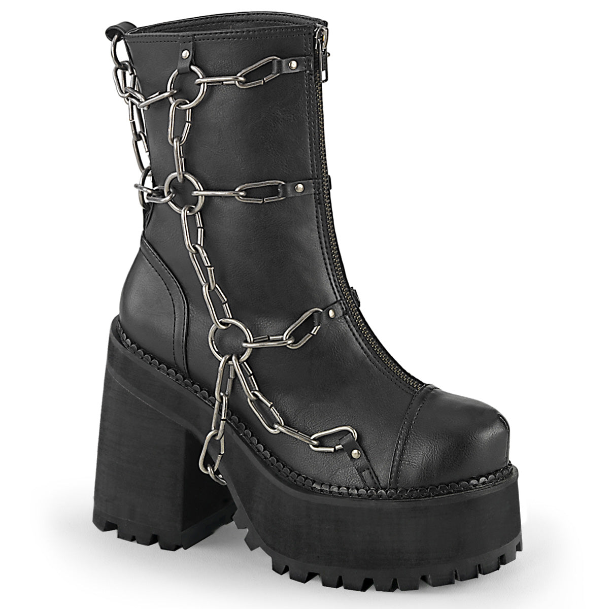 ASSAULT-66 Alternative Footwear Demonia Women's Ankle Boots Blk Vegan Leather