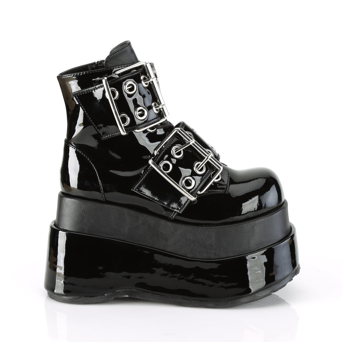 BEAR-104 Demonia Black Patent-Vegan Leather Women's Ankle Boots [Demonia Cult Alternative Footwear]