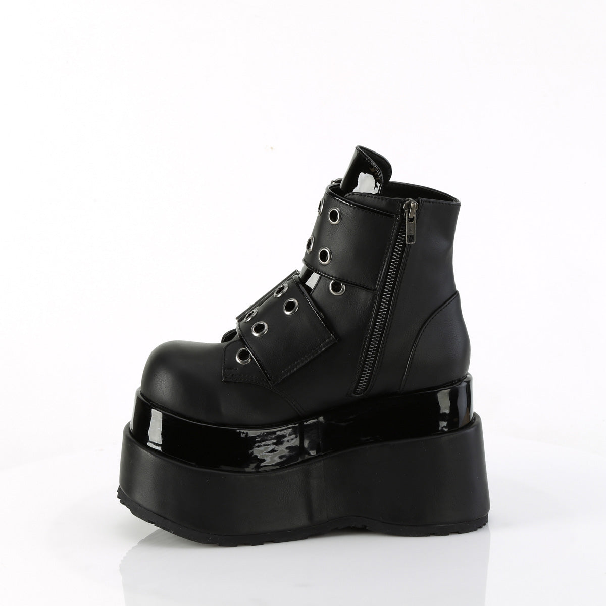 BEAR-104 Demonia Black Vegan Leather Women's Ankle Boots [Demonia Cult Alternative Footwear]