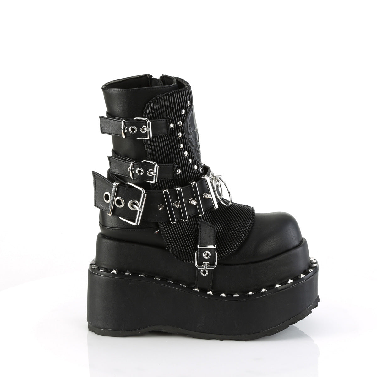 BEAR-150 Demonia Black Vegan Leather Women's Ankle Boots [Demonia Cult Alternative Footwear]