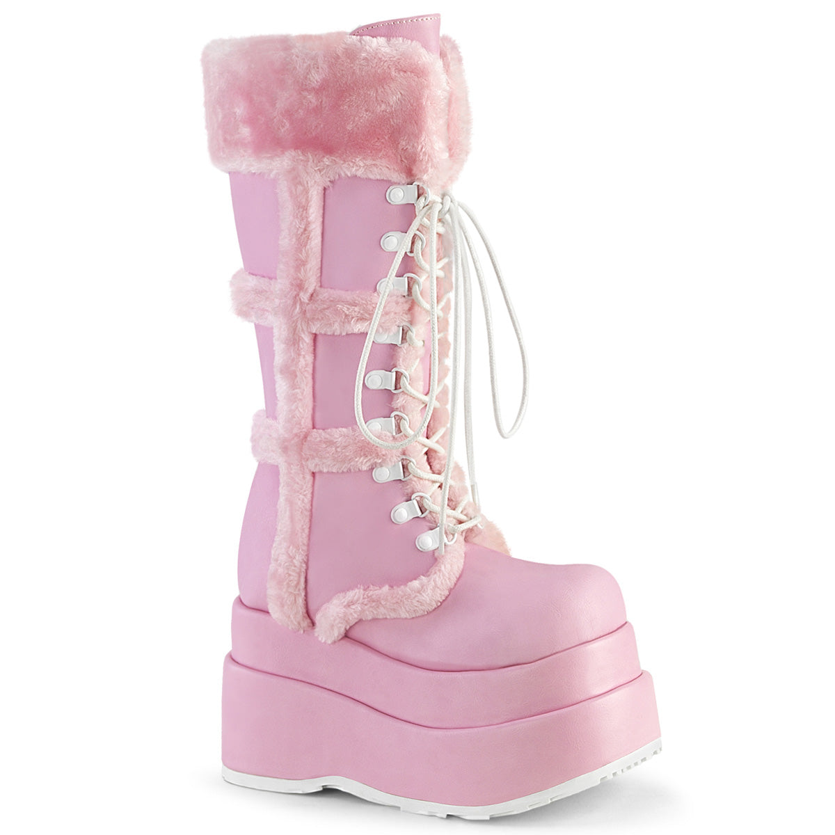 BEAR-202 Alternative Footwear Demonia Women's Mid-Calf & Knee High Boots B. Pink Vegan Leather