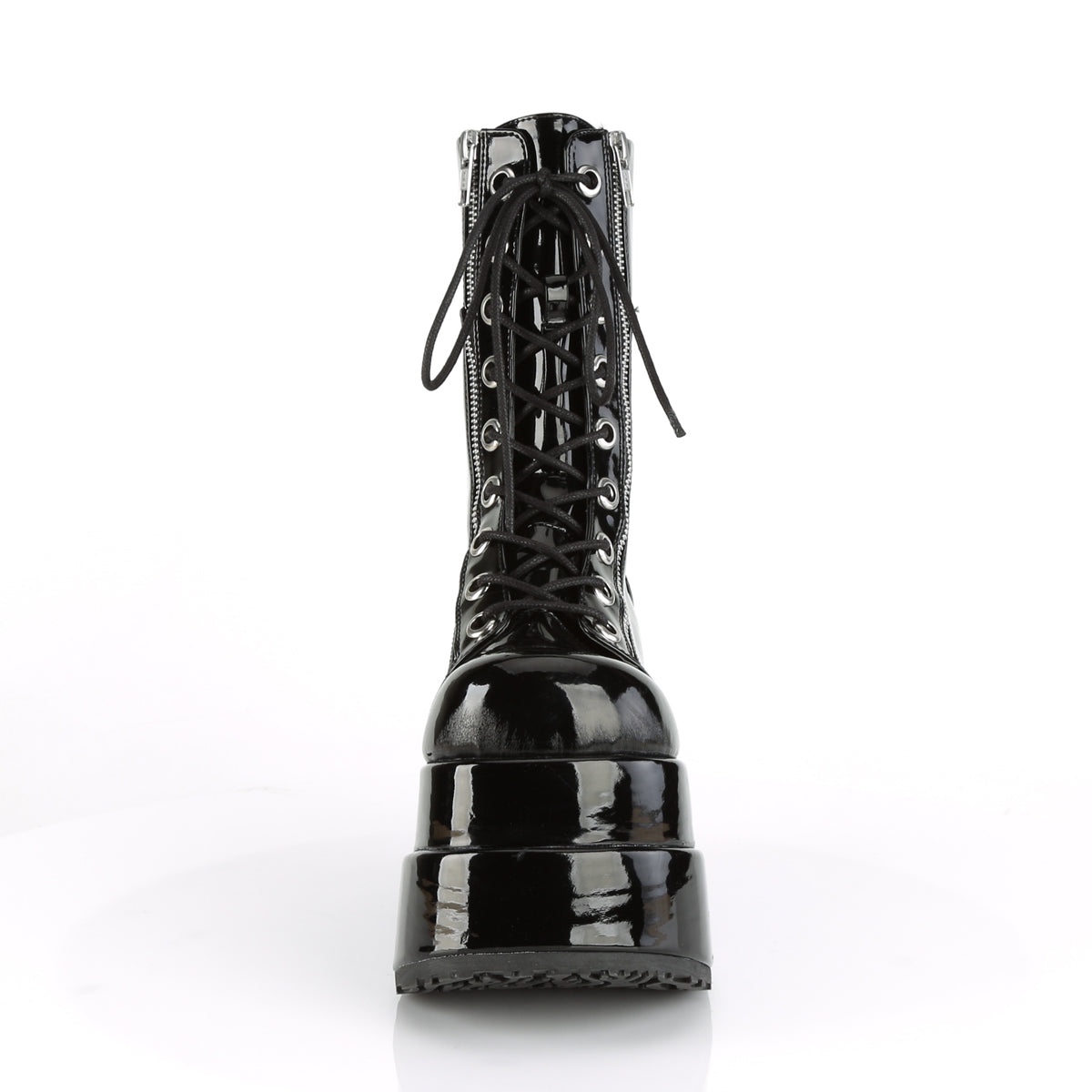 BEAR-265 Demonia Black Patent Women's Mid-Calf & Knee High Boots [Demonia Cult Alternative Footwear]