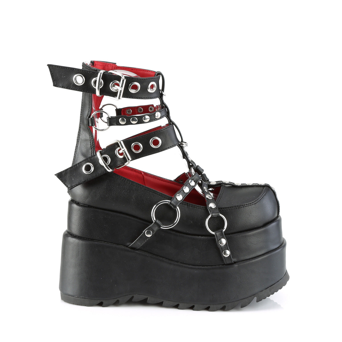 BEAR-28 Demonia Black Vegan Leather Women's Ankle Boots [Demonia Cult Alternative Footwear]