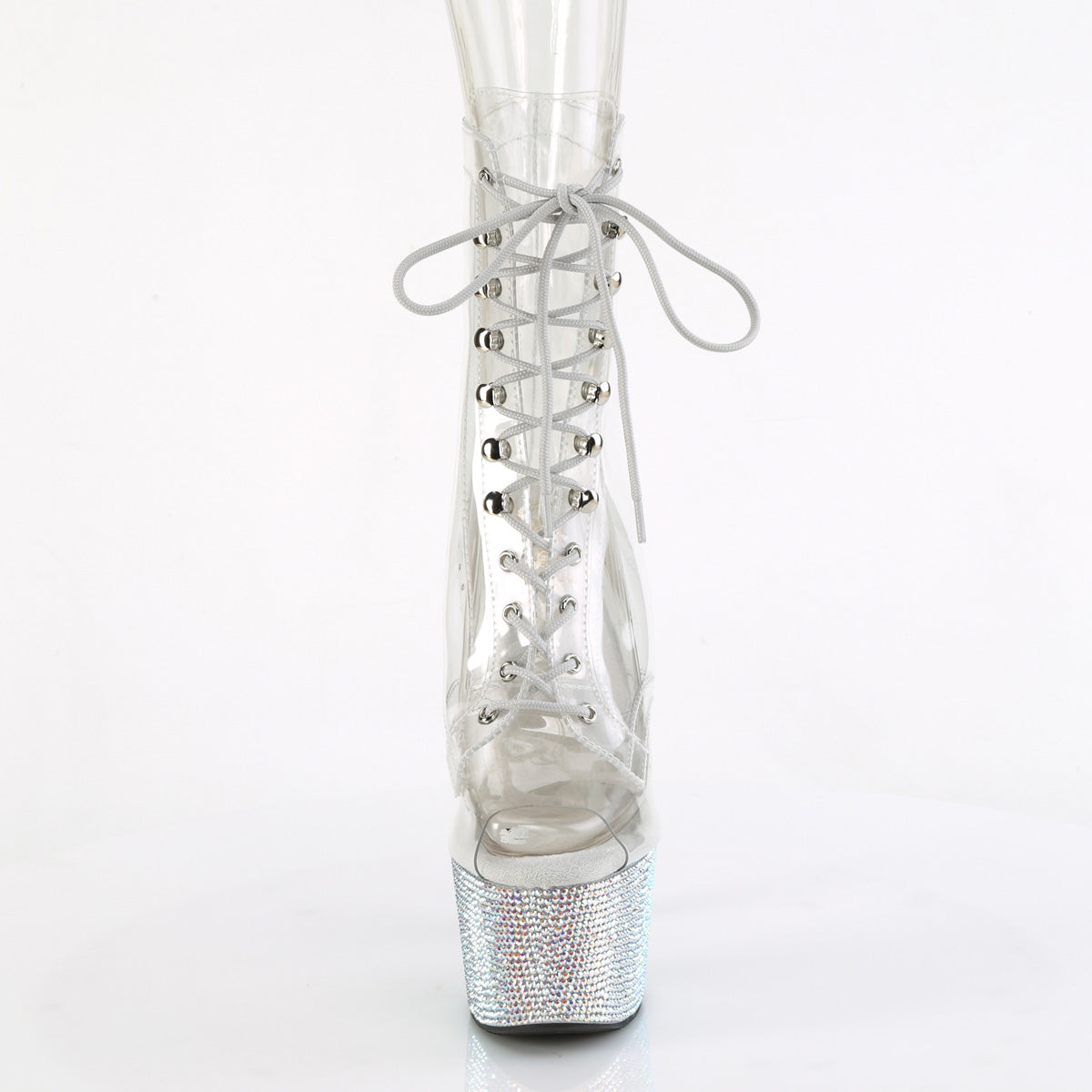 BEJEWELED-1021C-7 Pleaser Clear-Rhinestones/Silver AB Rhinestones Platform Shoes [Sexy Ankle Boots]