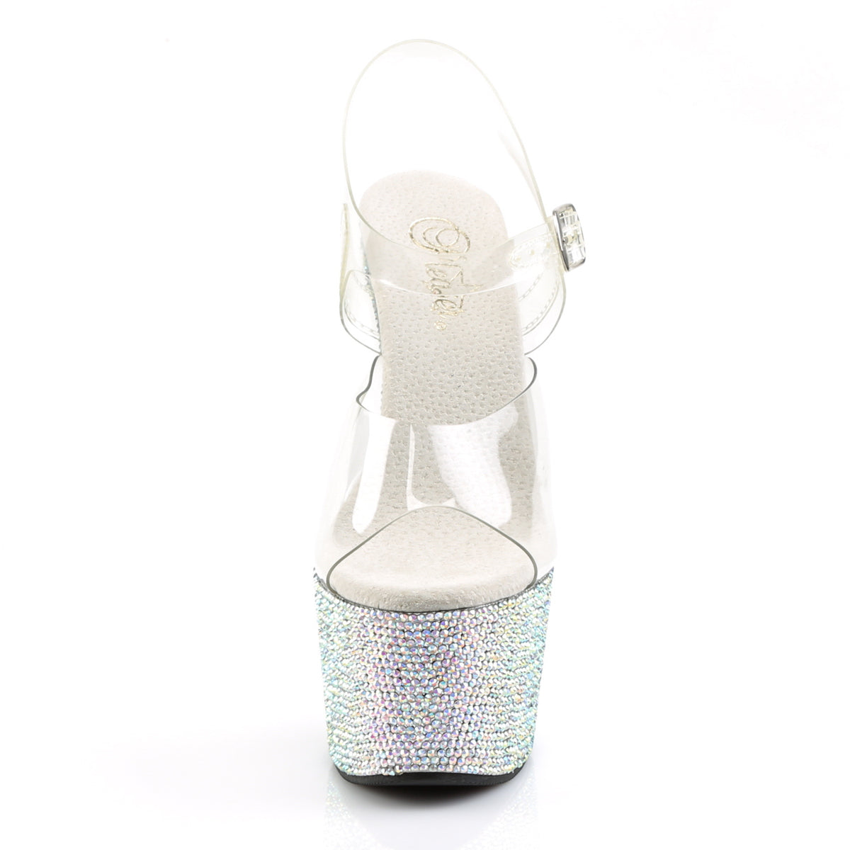 BEJEWELED-708DM Pleaser Clear/Silver Multi Rhinestones Platform Shoes [Exotic Dance Shoes]