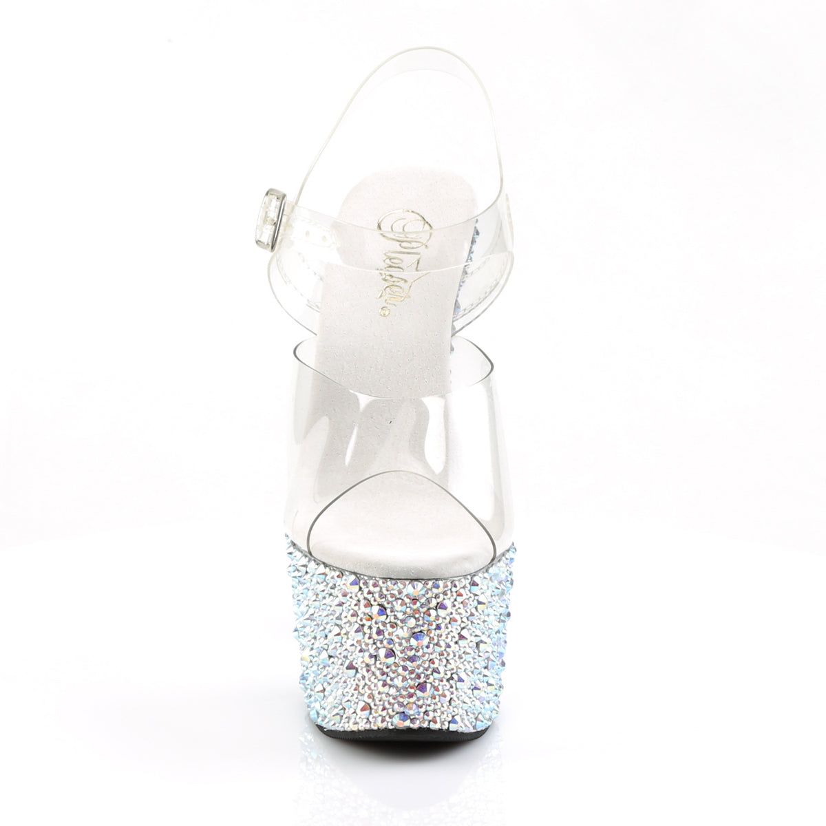 BEJEWELED-708MS Pleaser Clear/Silver Multi Rhinestones Platform Shoes [Exotic Dance Shoes]