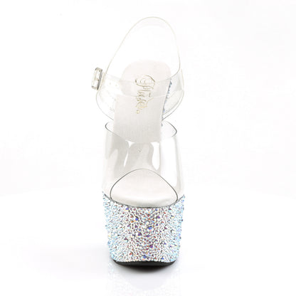 BEJEWELED-708MS Pleaser Clear/Silver Multi Sexy Platform Shoes (Pole Dancing Heels)