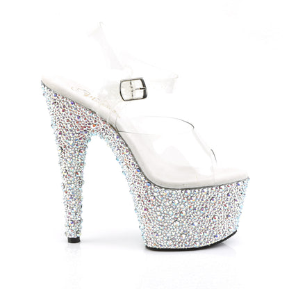 BEJEWELED-708MS Pleaser Clear/Silver Multi Sexy Platform Shoes (Pole Dancing Heels)