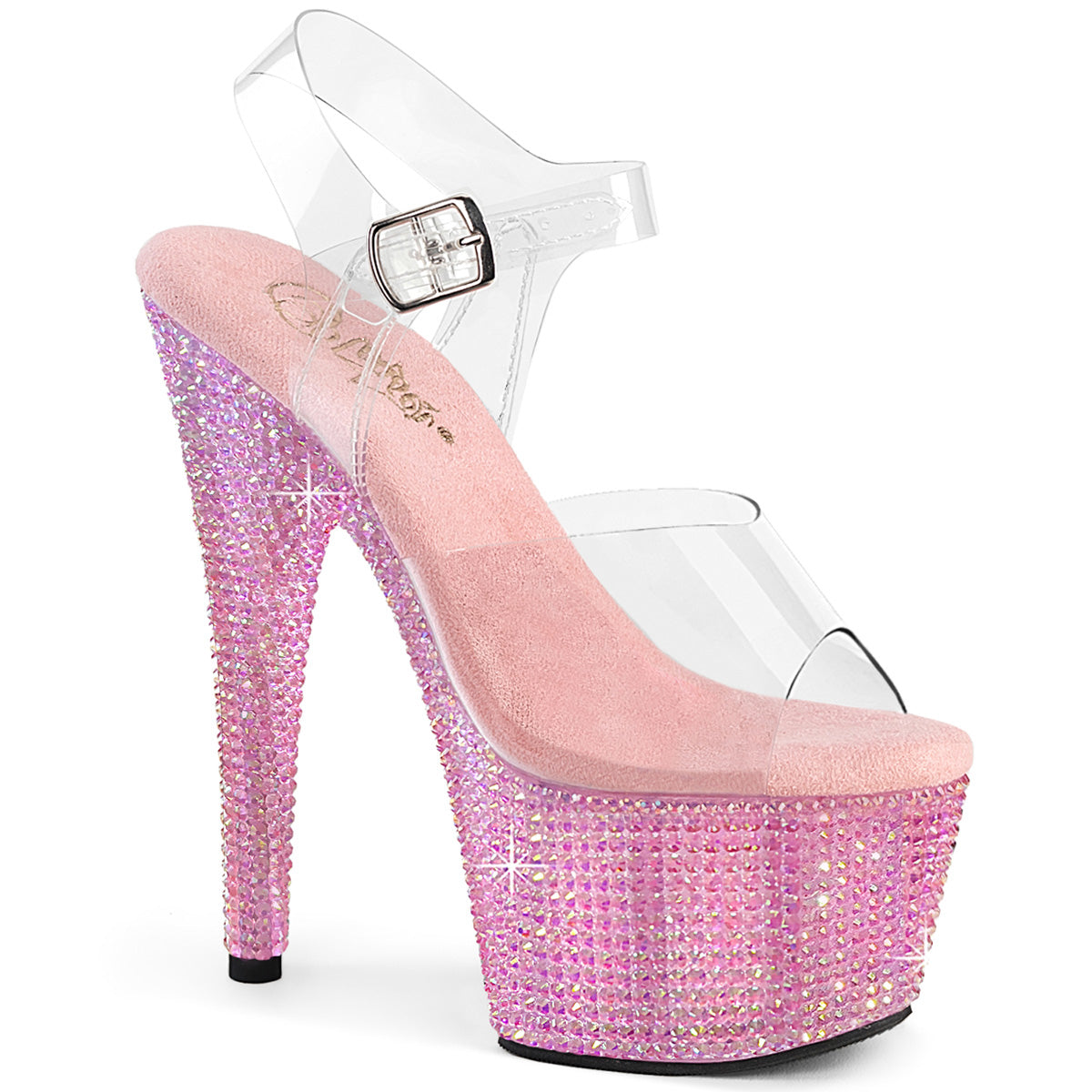 BEJEWELED-708RRS Pleaser Clear/B Pink Rhinestones Platform Shoes [Exotic Dance Shoes]