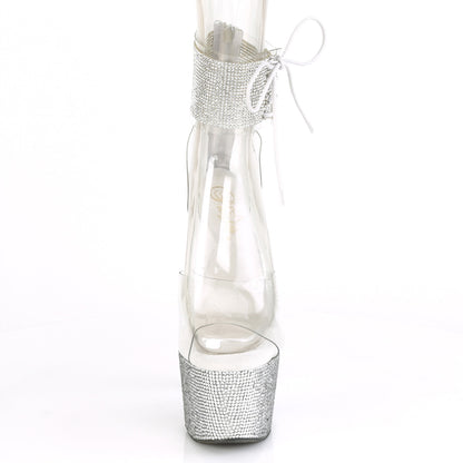 BEJEWELED-724RS Pleaser Clear/Silver Sexy Platform Shoes (Pole Dancing Heels)