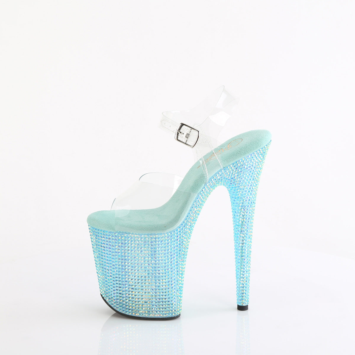 BEJEWELED-808RRS Pleaser Clear/Aqua Rhinestones Platform Shoes [Exotic Dance Shoes]