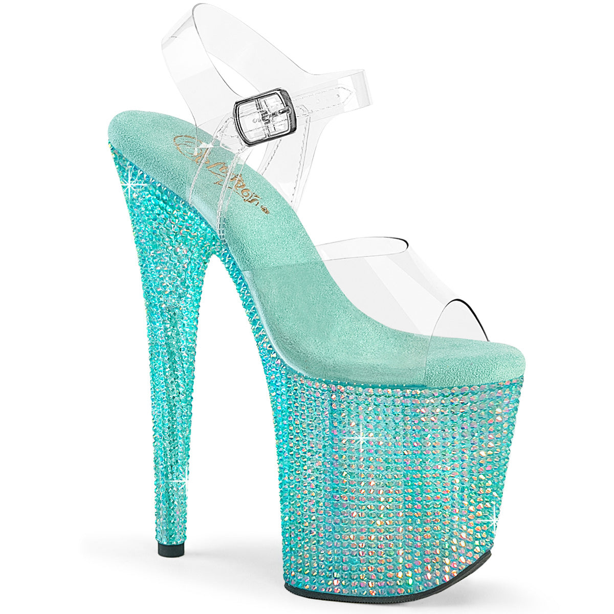 BEJEWELED-808RRS Pleaser Clear/Aqua Rhinestones Platform Shoes [Exotic Dance Shoes]