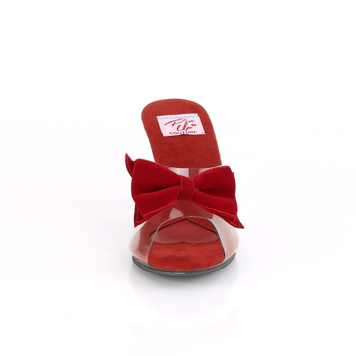 BELLE-301BOW Pin Up Couture Clear-Red/Clear Single Soles [Retro Glamour Shoes]