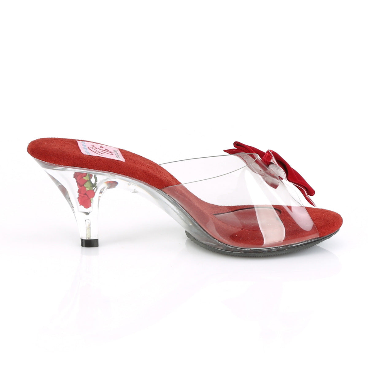 BELLE-301BOW Pin Up Couture Clear-Red/Clear Single Soles [Retro Glamour Shoes]