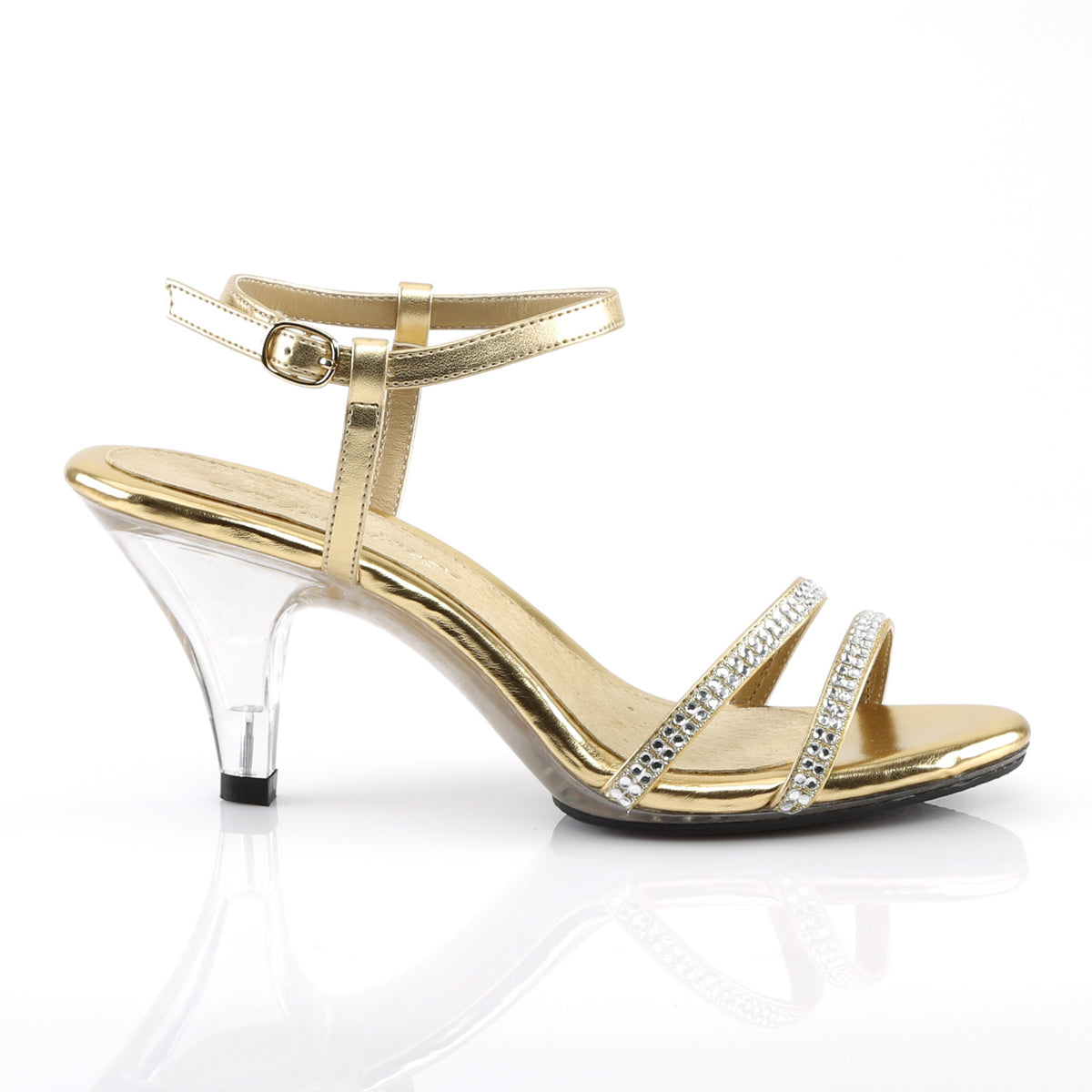 BELLE-316 Exotic Dancing Fabulicious Shoes Gold Met Pu/Clear