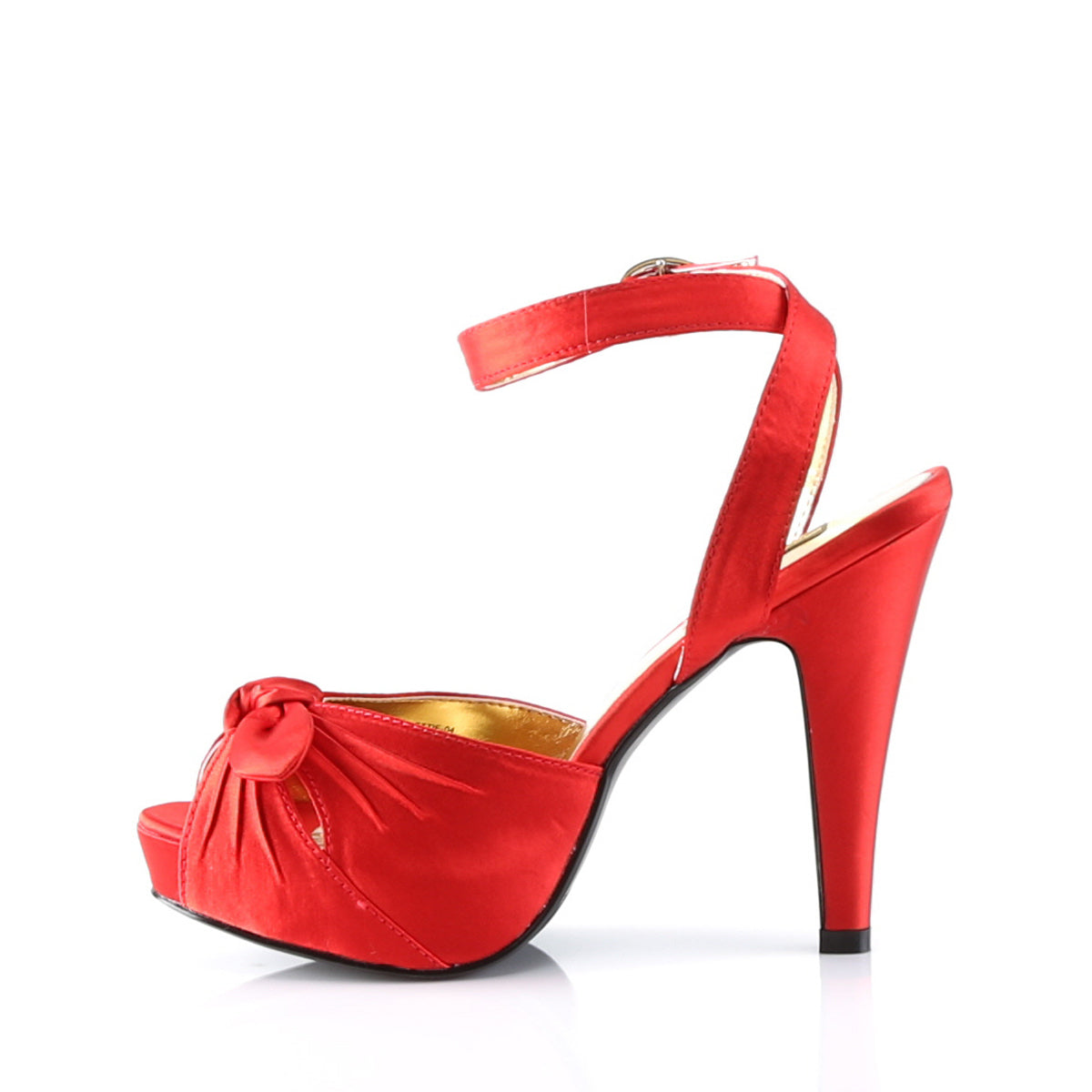 BETTIE-04 Retro Glamour Pin Up Couture Platforms Red Satin