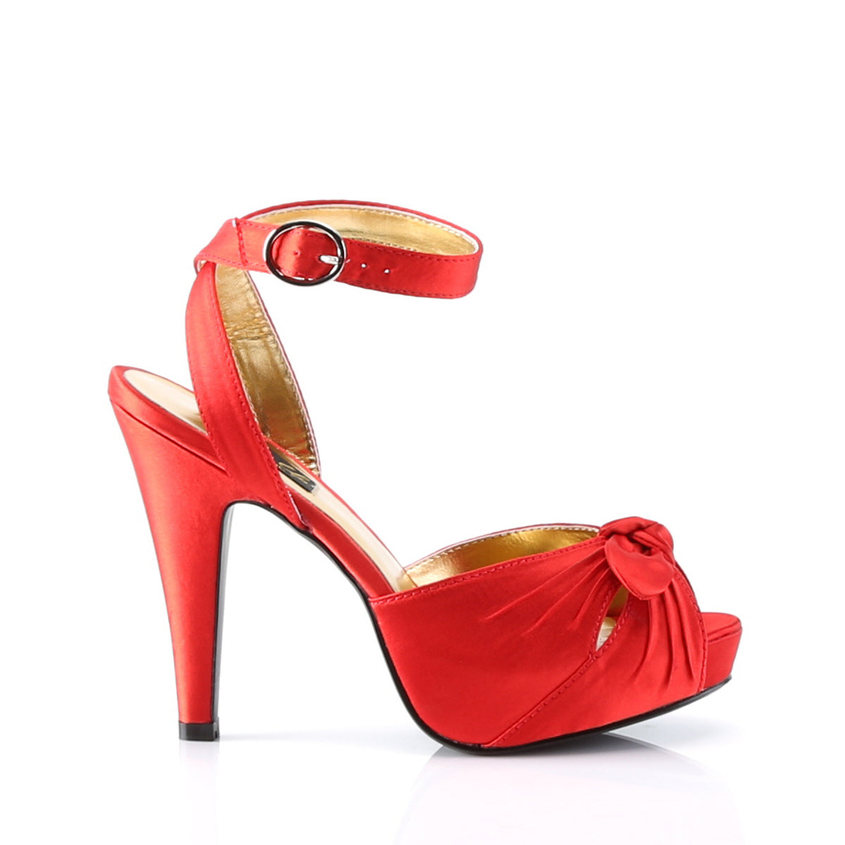 BETTIE-04 Retro Glamour Pin Up Couture Platforms Red Satin