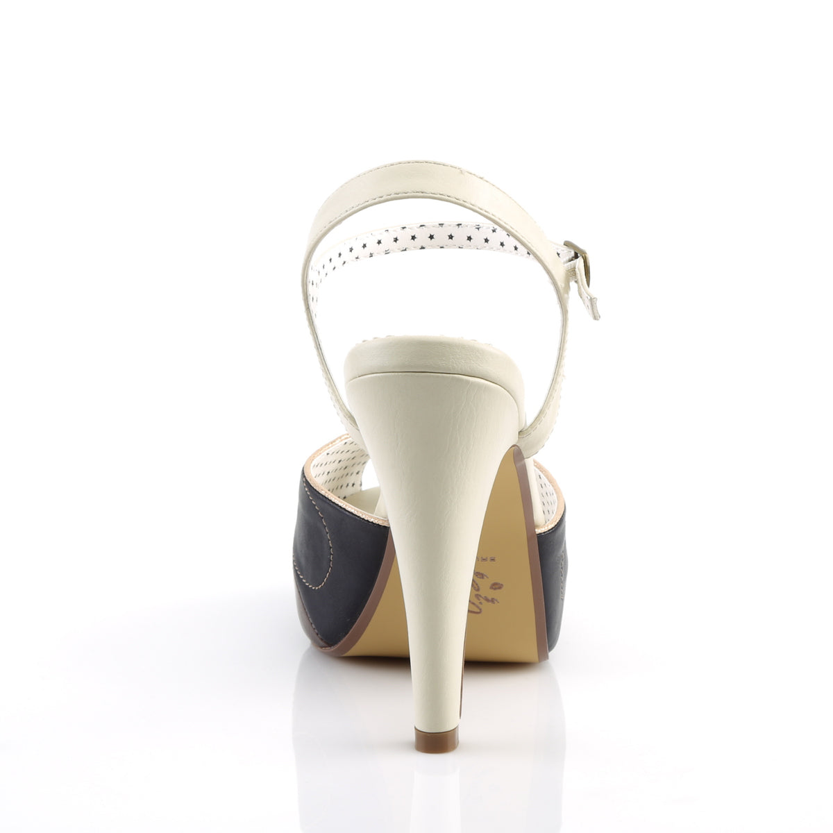 BETTIE-27 Pin Up Couture Cream Multi Faux Leather Platforms [Retro Glamour Shoes]