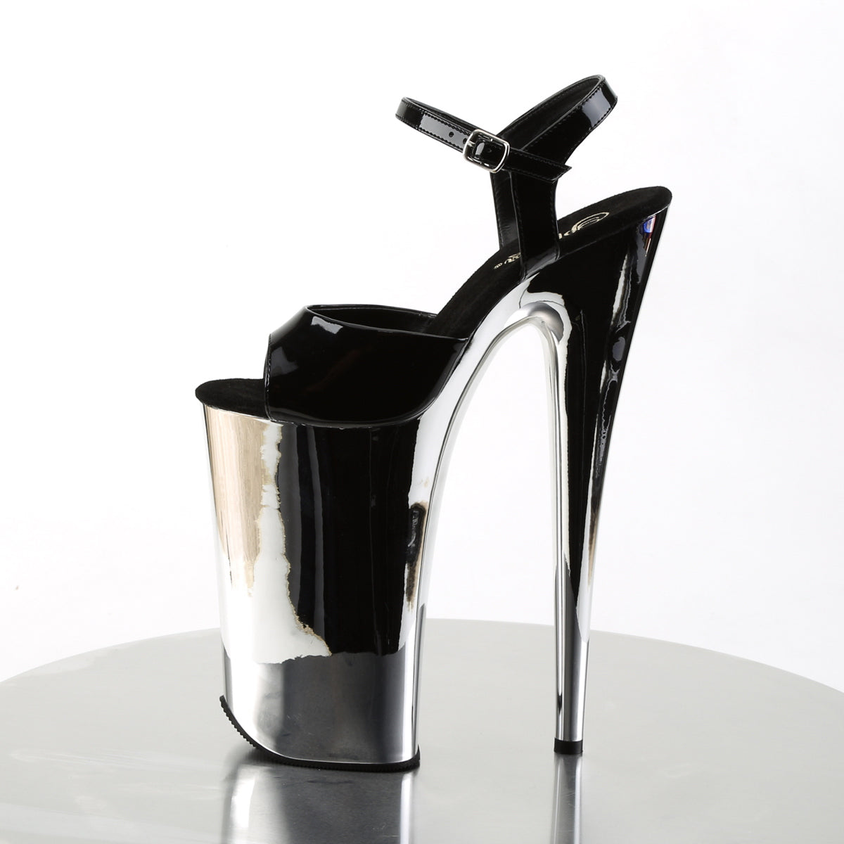 BEYOND-009 Pleaser Black/Silver Chrome Platform Shoes [Extreme High Heels]